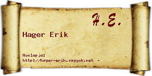 Hager Erik névjegykártya